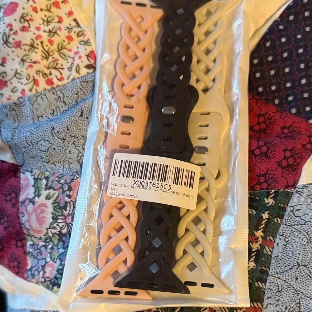 iWatch slim braided silicone watch bands pack of 3 New NWT, pink black and cream